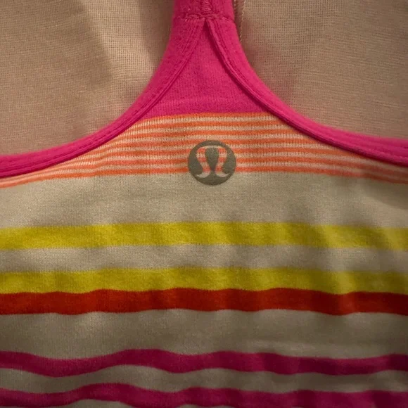 Lululemon Pink and Yellow Striped Tank Top - Picture 1 of 3